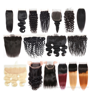 13X4 HD Transparent Lace Frontal Closure Raw Indian Virgin Human Hair Lace Frontal 2X6 4X4 5X5 Lace Closure Natural Human Hair